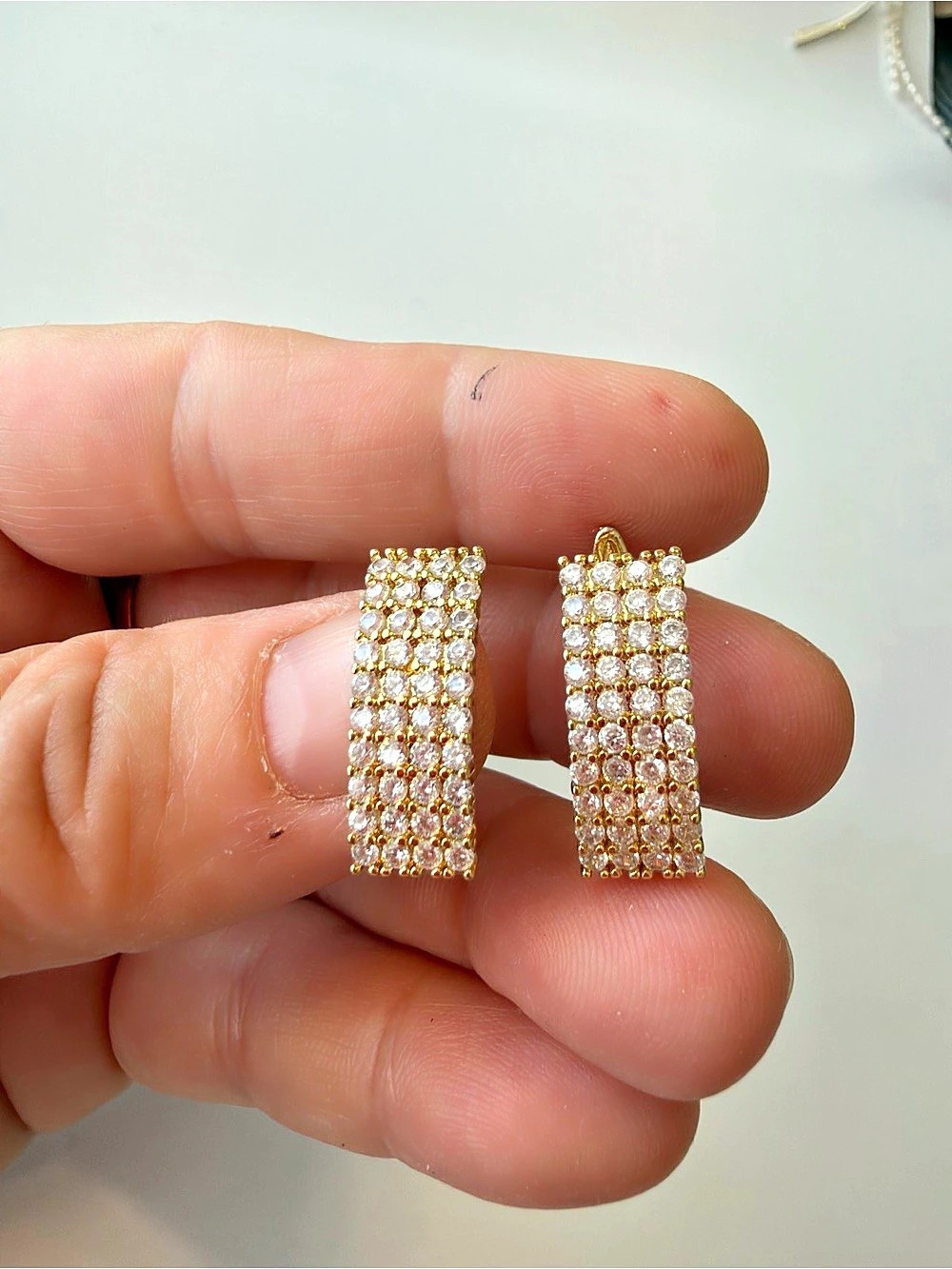 Pavé Hoop Earrings in Gold & White Like New